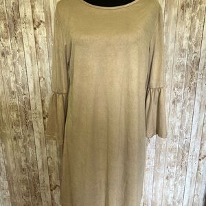 Simply Southern Tan Sheath‎ Dress with Bell Sleeves